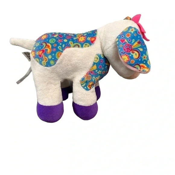 Ganz Webkinz Rockerz Cow Peace Love Moosic Multicolor Plush Cow **No Code** - Picture 5 of 9